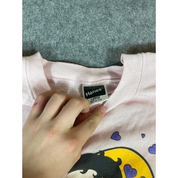Vintage 80s Betty Boop Sweatshirt Womens Large Pink Pullover Graphic Retro - Picture 5 of 7